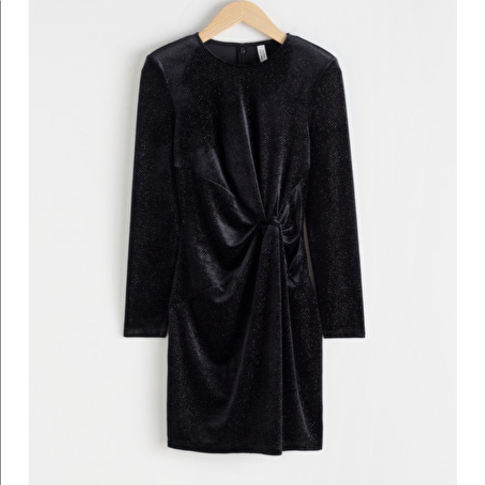 & Other Stories Black Glitter Mini Dress